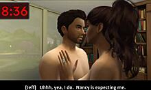 De getrouwde vrouwen hebben een hete ontmoeting met haar buurman in Sims 4