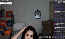 Amatör koreansk tjej ger en webbkamera avsugning