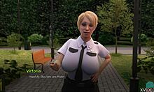 巨乳の警察の熟女が公共の場でフェラチオをする